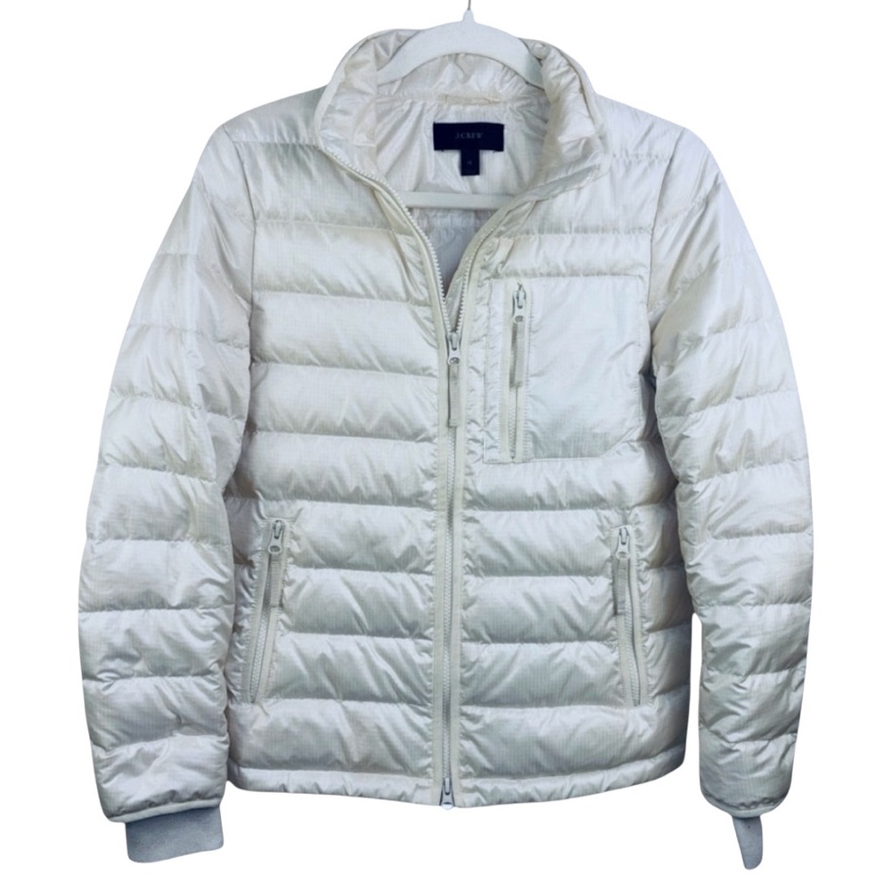 J Crew Ivory Lightweight Down Puffer Jacket Winter Coat XS
